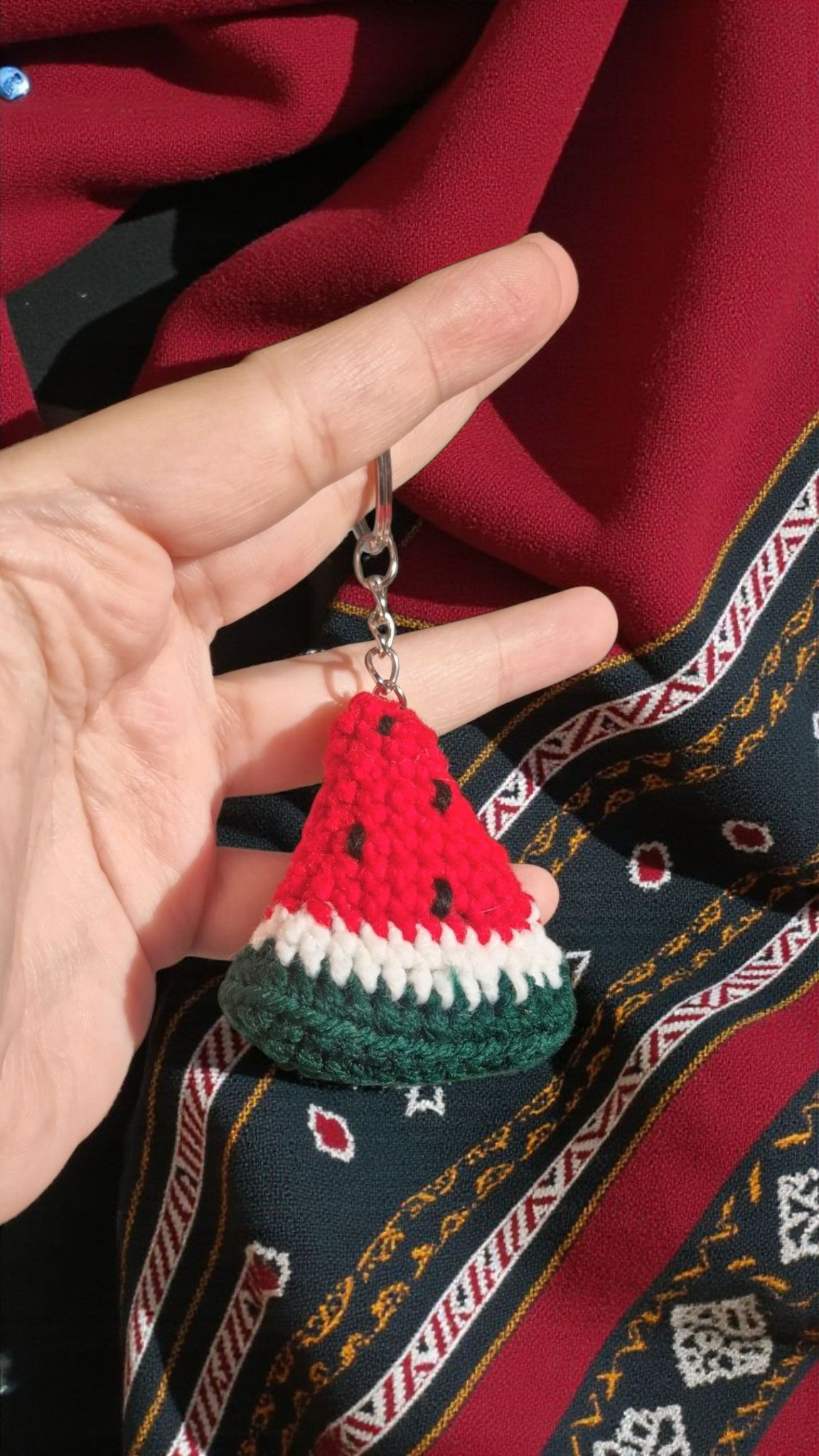 Watermelon Crochet Keychain