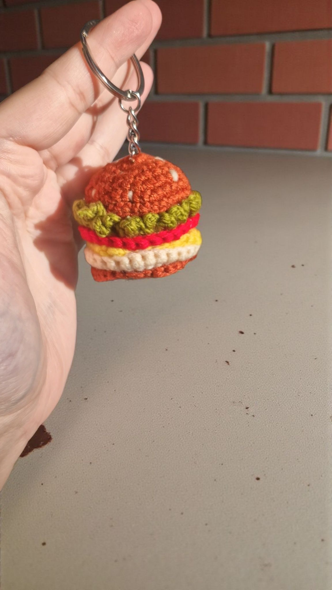Burger Crochet Keychain