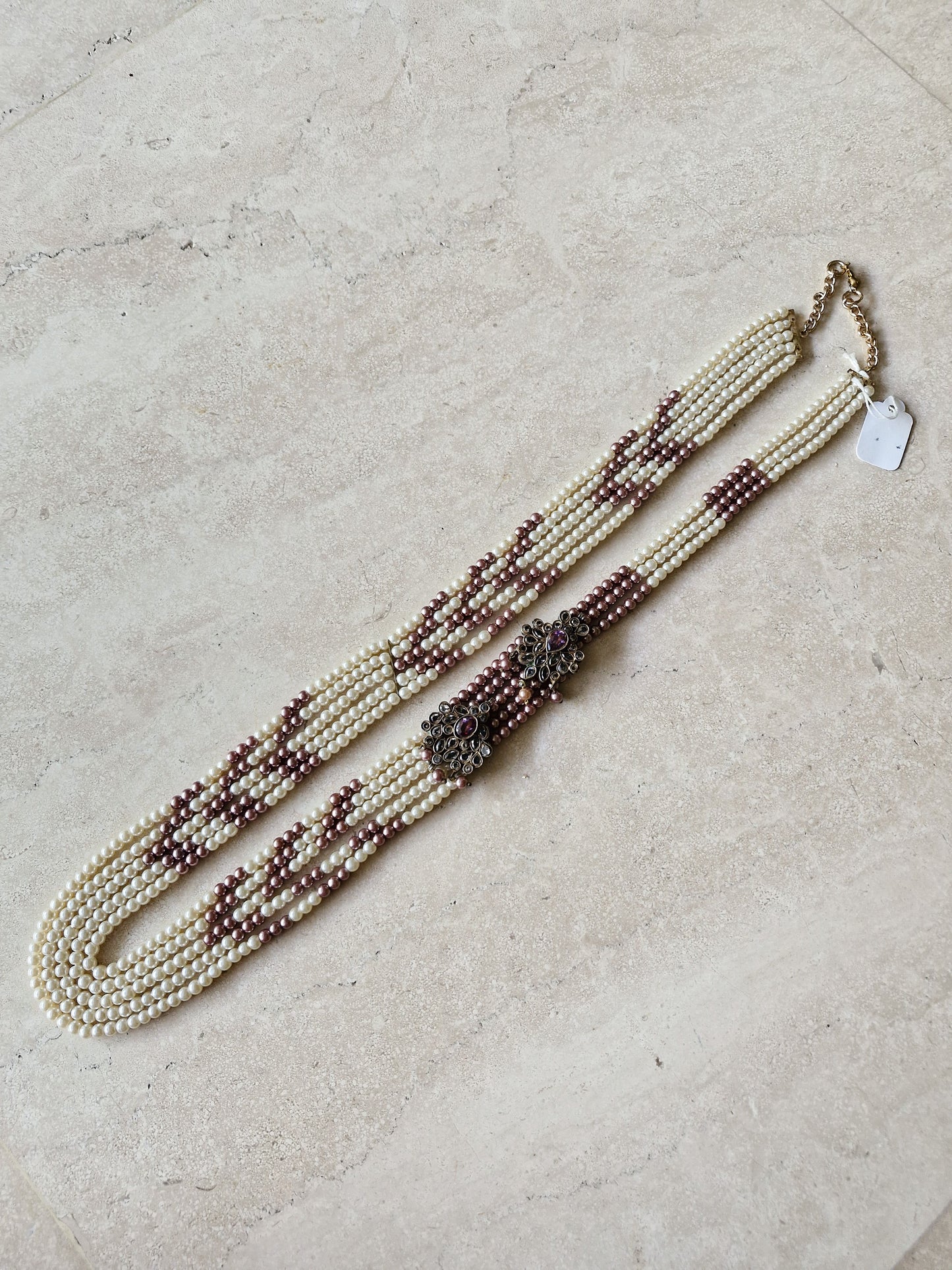 Traditional Necklace - Manaal Pearl and Plum Maala