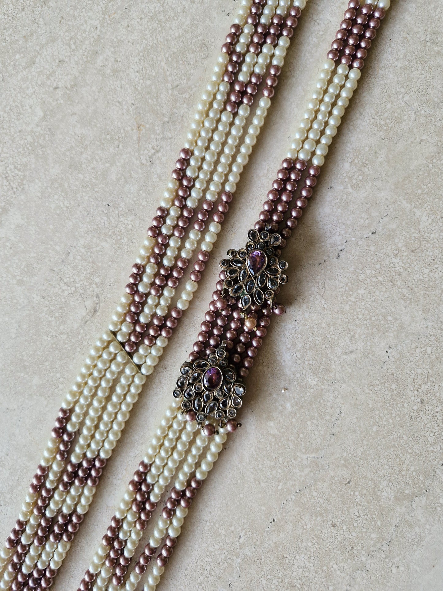 Traditional Necklace - Manaal Pearl and Plum Maala