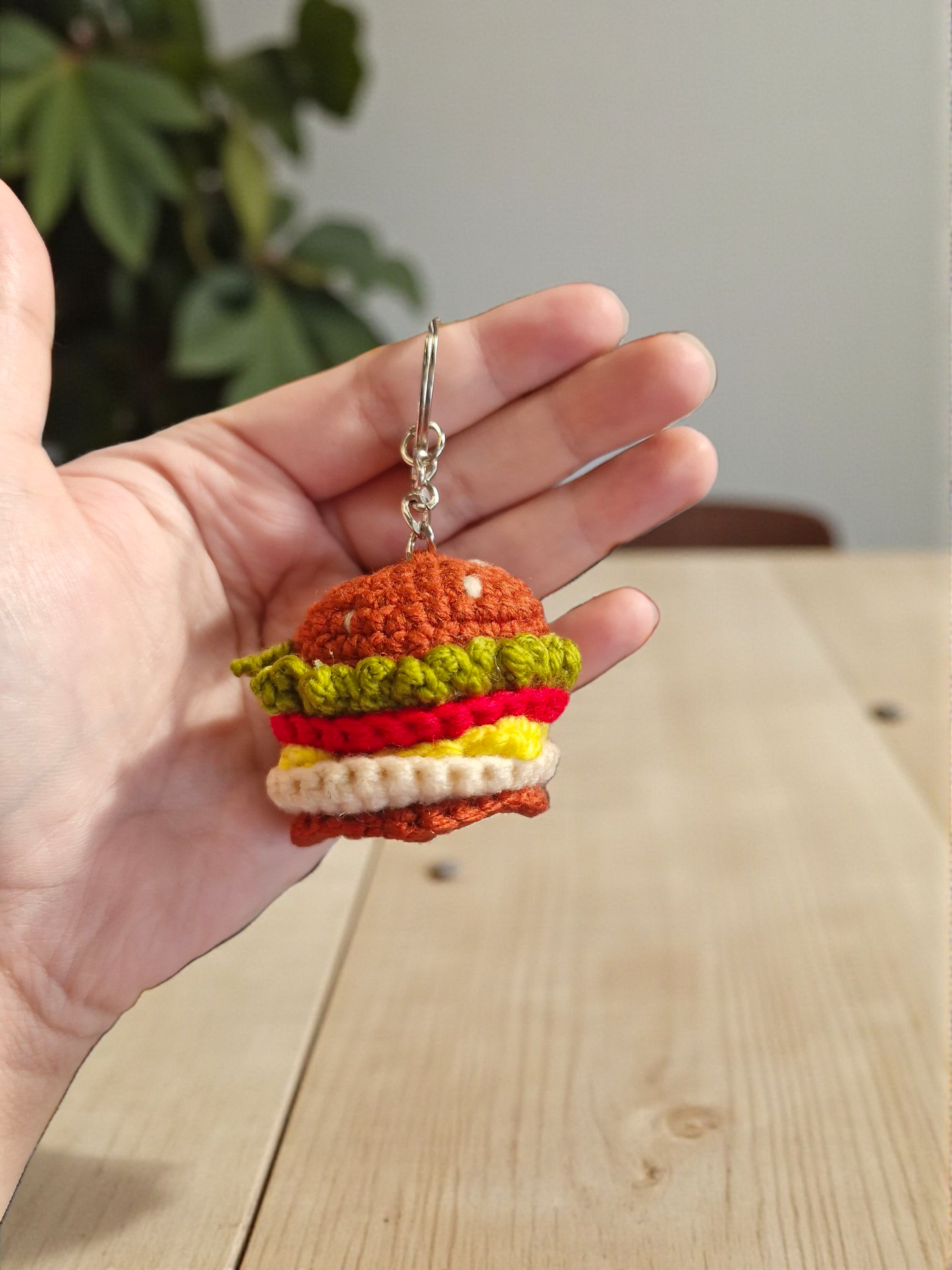Burger Crochet Keychain