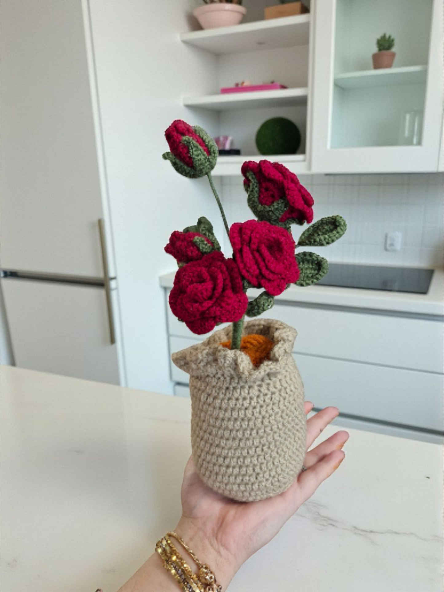 Crochet Rose Planter