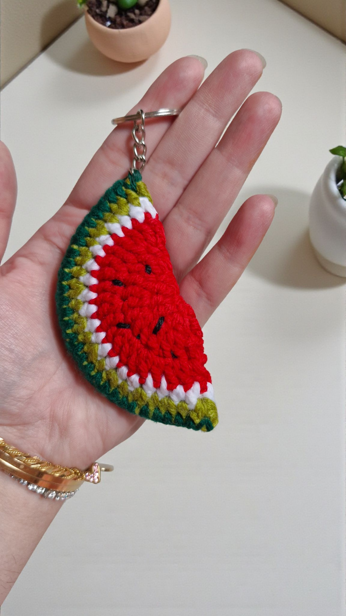 Watermelon Crochet Keychain (Half)