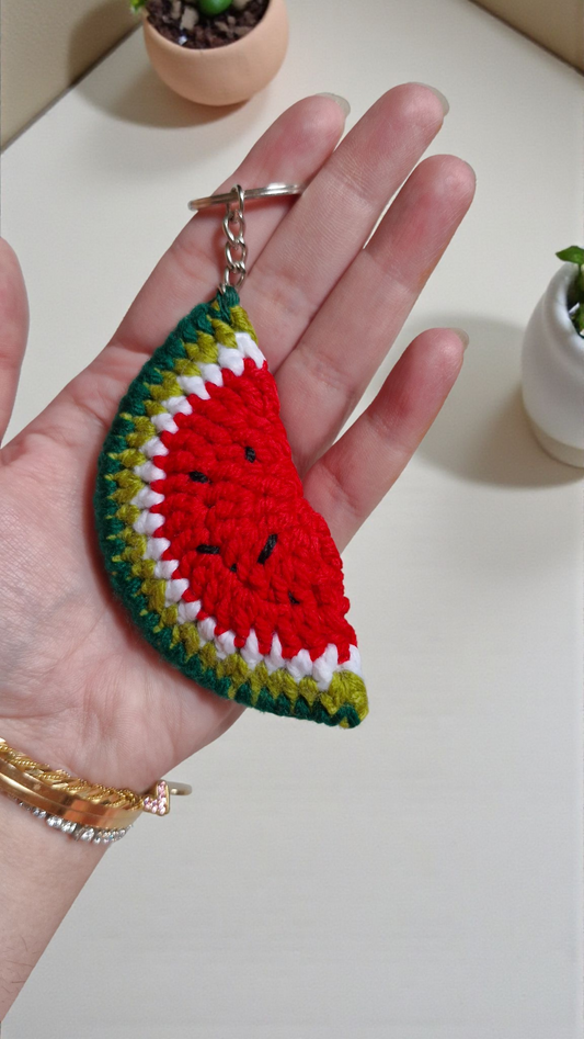 Watermelon Crochet Keychain (Half)