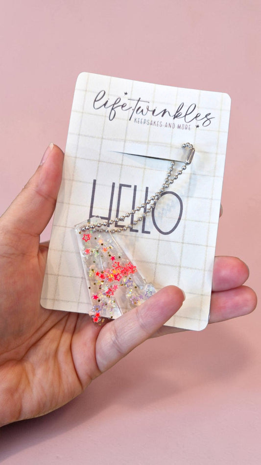 Acrylic Confetti Alphabet Keychains