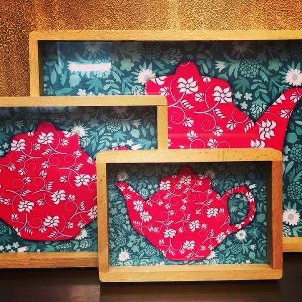 Set of Three Digital printed wooden Acrylic Trays